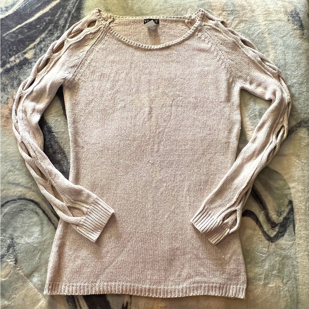 Cream Sweater with arm cutouts